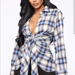 Plaid front tie top